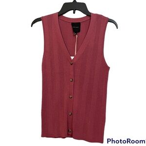 Alex Marie Sleeveless Knit Jessica Button Front In Mauvewood Blouse